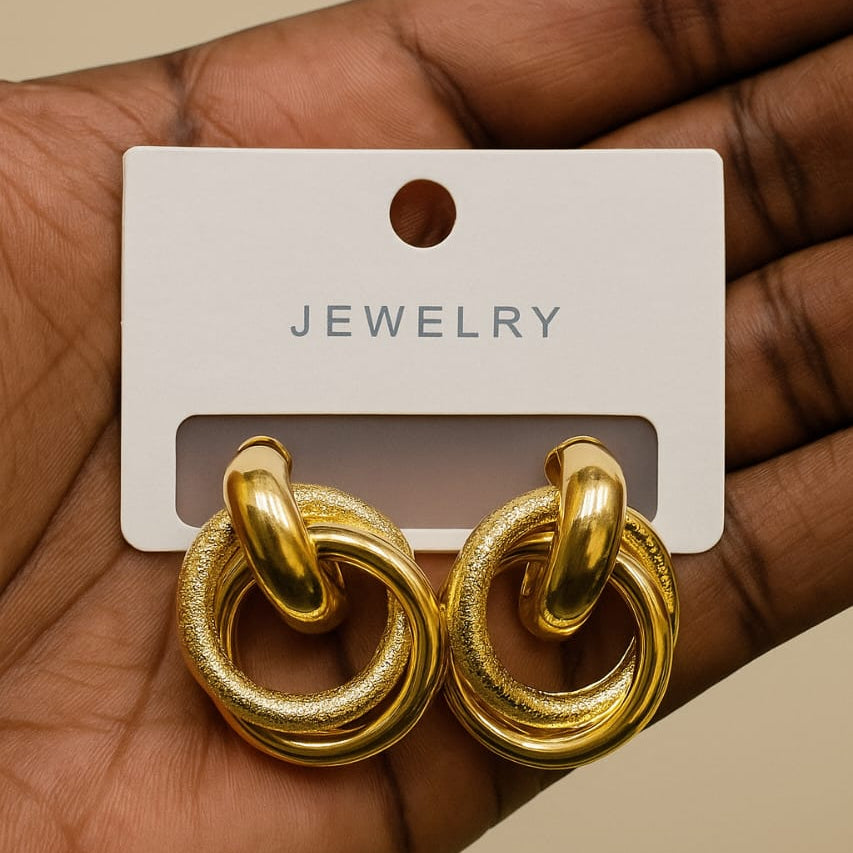 Twisted Rope Circle Gold-Plated Earrings