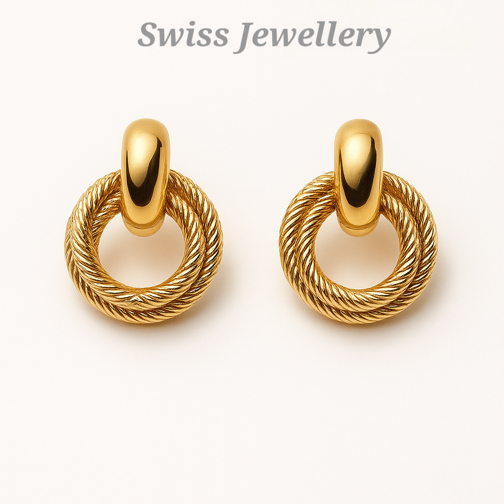 Twisted Rope Circle Gold-Plated Earrings