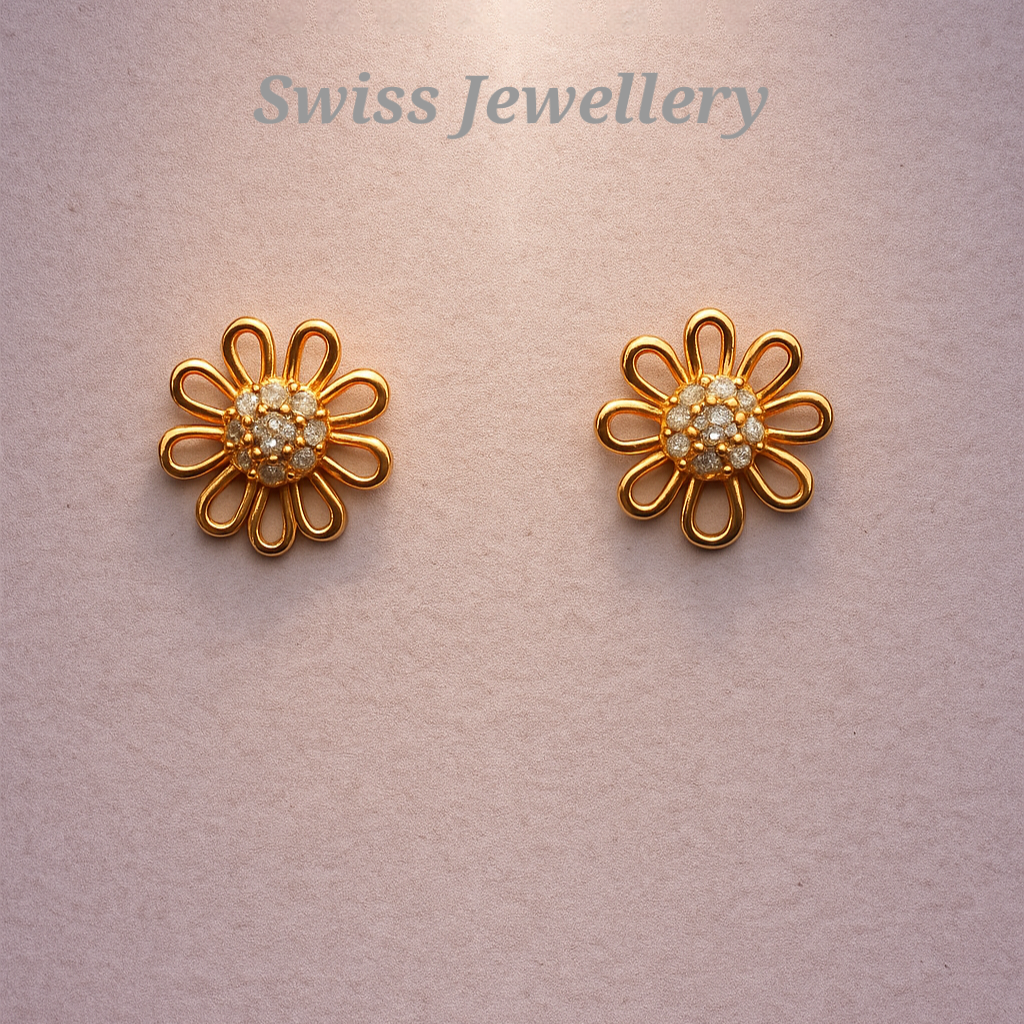 Gold-Plated Floral Stud Earrings
