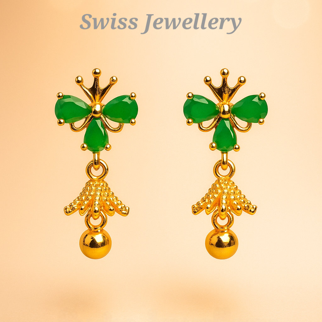 Green Butterfly Drop Earrings