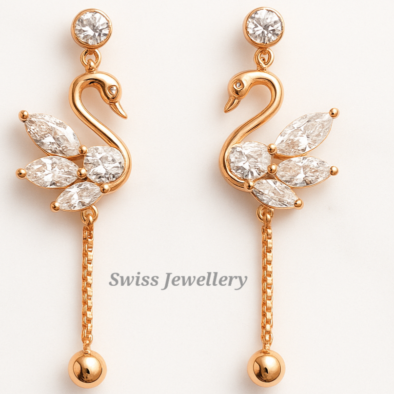 Elegant Swan Gold-Plated Earrings