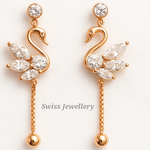 Elegant Swan Gold-Plated Earrings