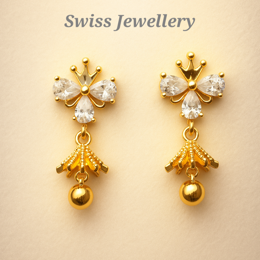 Royal Crown Crystal Drop Earrings