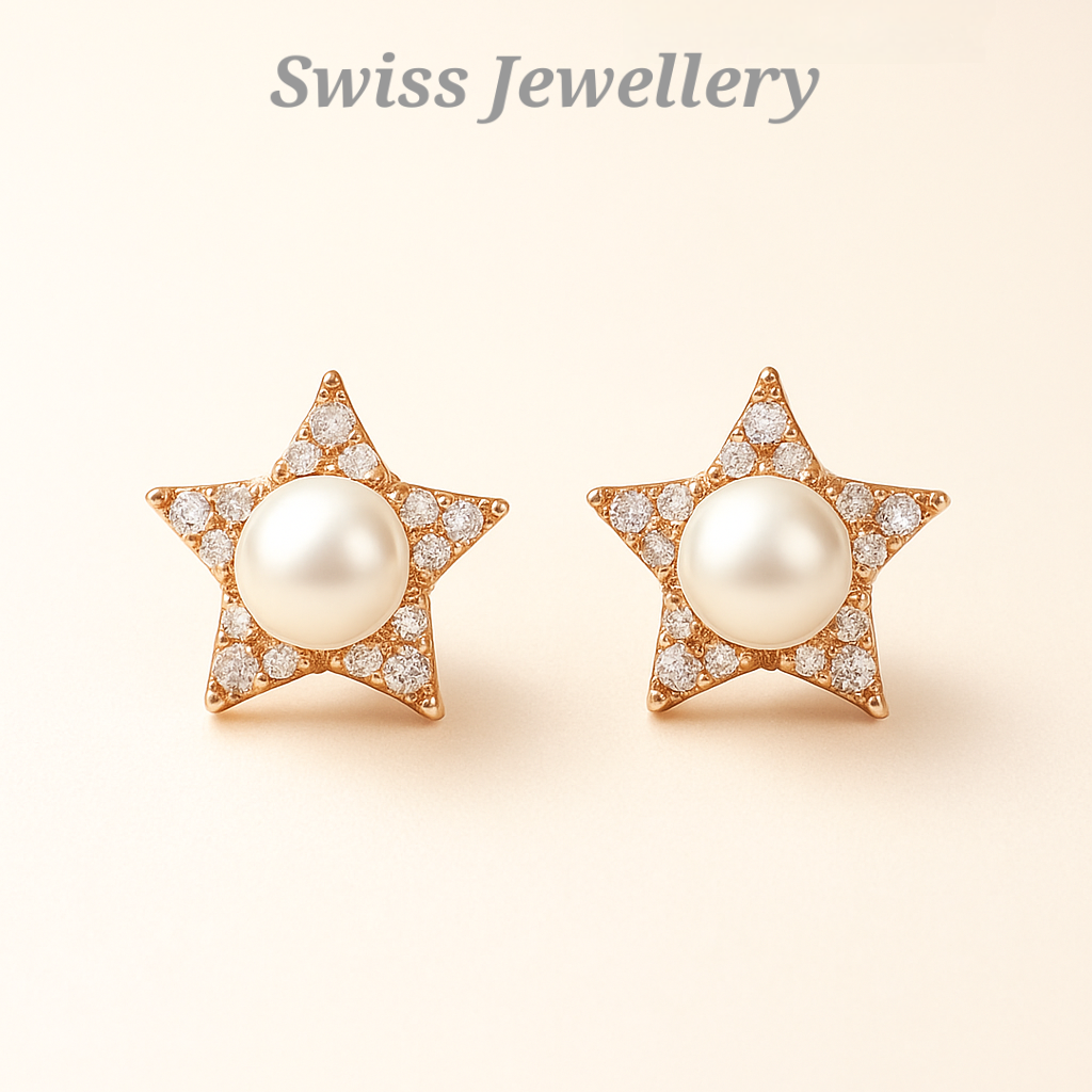 Elegants Gold-Plated Pearl Stud Earrings