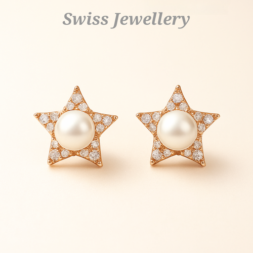 Elegants Gold-Plated Pearl Stud Earrings